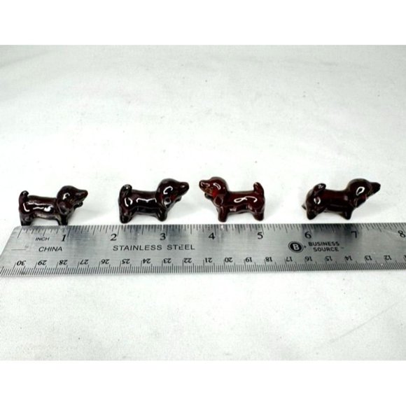 Dachshund Wiener Dog Miniature Ornaments Set of 4 Antique Red Clay - Picture 2 of 7